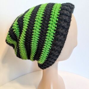 NEW, Slouchy crochet striped beanie, handmade